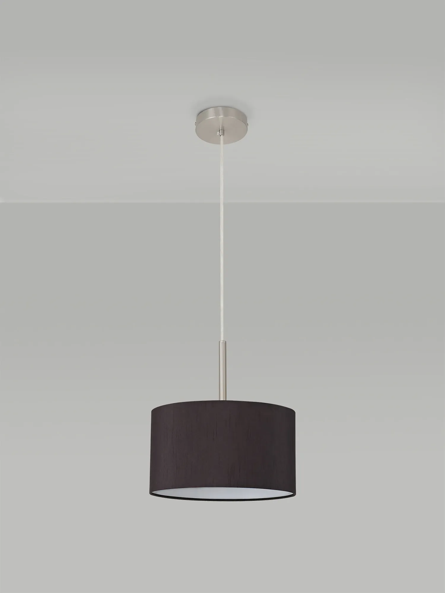 Baymont 30cm Pendant 1 Light Satin Nickel, Black DK0285  Deco Baymont SN BL